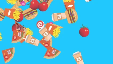 Fast food elements animation, chroma key, graphic source Stock Footage 154078620