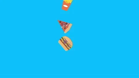 Fast food elements animation, chroma key, graphic source Stock Footage 154078623