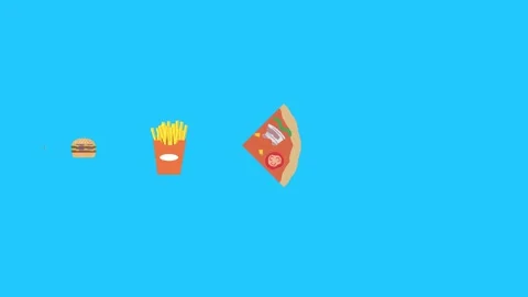 Fast food elements animation, chroma key, graphic source Stock Footage 154080133