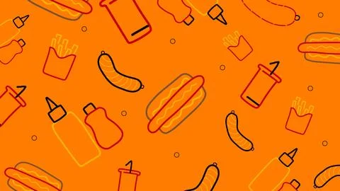 Fast food elements background Illustrazione stock