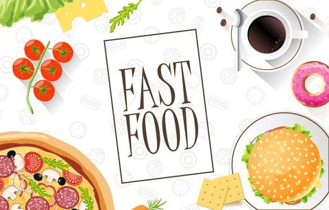 Fast food flat banner. For decoration websites, leaflet and other print produ Stock Illustration