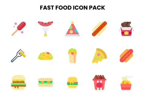 Fast Food Flat Icons Pack Stock Illustration
