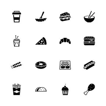 Fast Food - Flat Vector Icons Stock Illustration