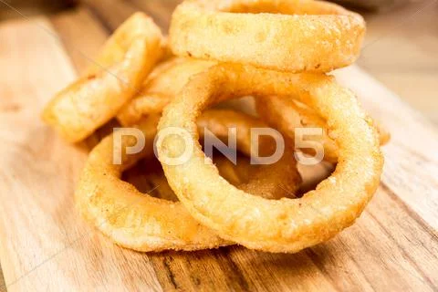 Fast food Homemade Crunchy Fried onion rings Stock Photos
