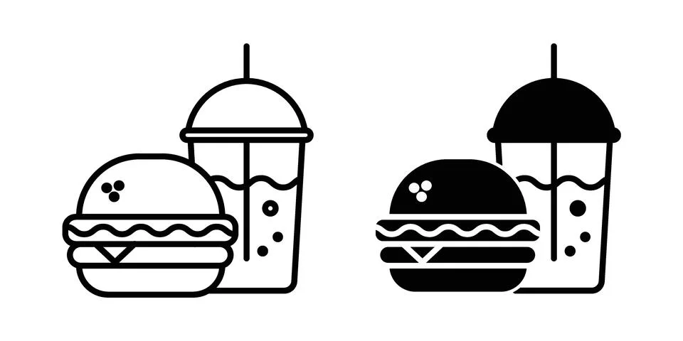 Fast food icon bundle for website design projects Stock Illustration