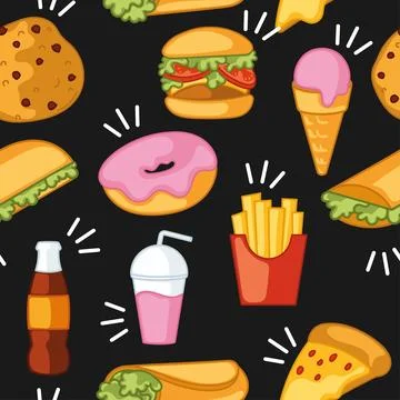 Fast food icon pattern Restaurant wallpaper Vector Stock Illustration
