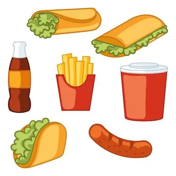 Fast food icon pattern Restaurant wallpaper Vector Stock Illustration