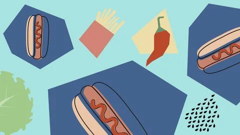 Fast Food Ingredients Background Stock Illustration