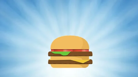Fast food - junk food like burgers, fries and hotdogs as an animated background Stock Footage