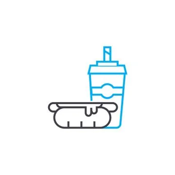 Fast food linear icon concept. Fast food line vector sign, symbol, illustration. Stock Illustration