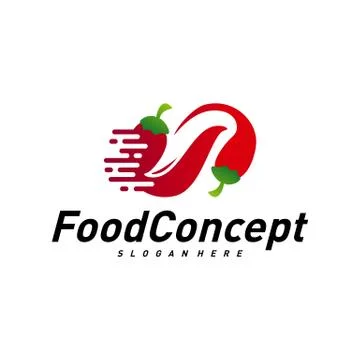 Fast Food Logo Concept Vector. Red Chili logo Design Template Vector. Hot Chi Stock Illustration