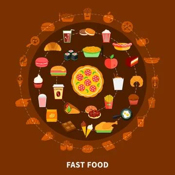 Fast Food Menu Circle Composition Poster Stockillustratie