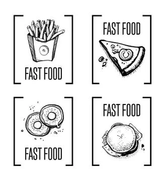 Fast food menu design element set Stock Illustration