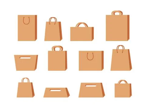 Fast food package set empty kraft brown blank cardboard rectangle isolated on Stock Illustration