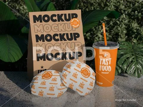 Fast Food Packaging Set Mockup - Cup and Boxes PSD Template