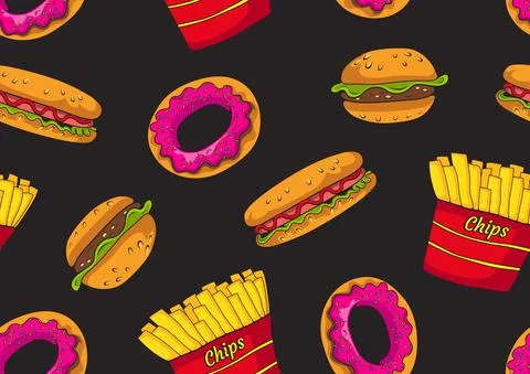 Fast Food Pattern Stock Illustration