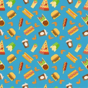 Fast food pattern vector illustration Illustrazione stock