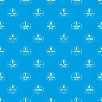 Fast food pattern vector seamless blue Stock Illustration