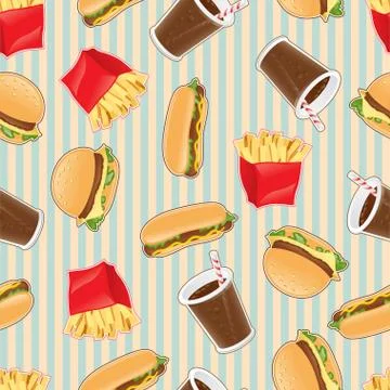 Fast food seamless pattern background Stock Illustration