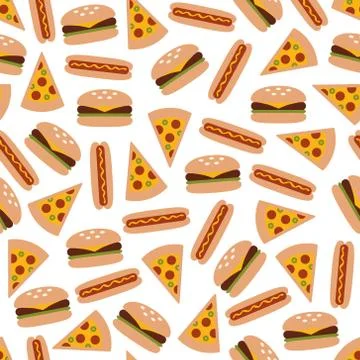 Fast food seamless pattern Stock Illustration