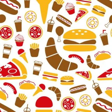 Fast food seamless pattern Stock Illustration