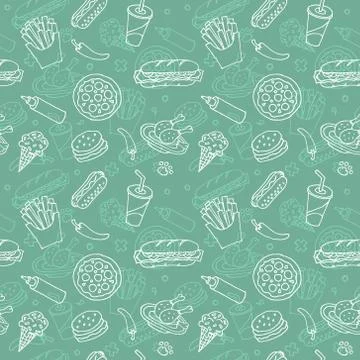 Fast Food Seamless Pattern Stock Illustration