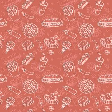 Fast Food Seamless Pattern Stock Illustration