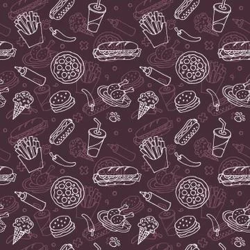 Fast Food Seamless Pattern Stock Illustration