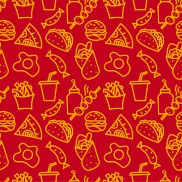 Fast food seamless pattern Stock Illustration