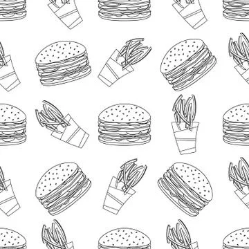 Fast Food seamless pattern Stock Illustration
