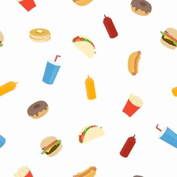 Fast Food Seamless Pattern Illustrazione stock