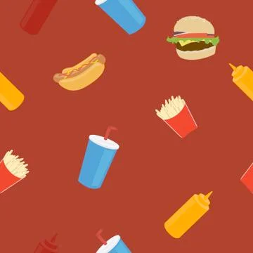 Fast Food Seamless Pattern Illustrazione stock