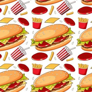Fast Food Seamless Pattern Stock Illustration