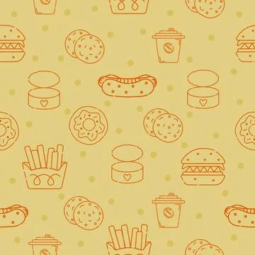 Fast food, seamless pattern Stock Illustration