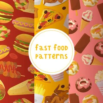 Fast food seamless pattern vector illustration. Eating out. Quick way to have Stock Illustration