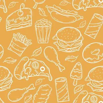 Fast food seamless pattern vector illustration Stock Illustration