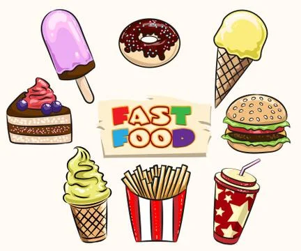 Fast food set Stock Illustration