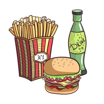 Fast Food Set Stock Illustration