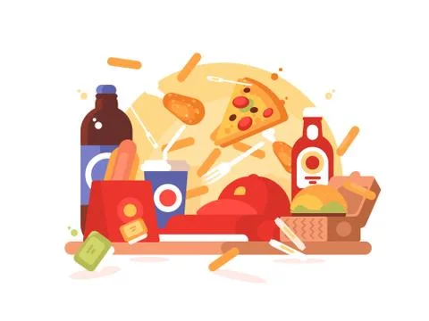 Fast food set Stock Illustration