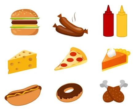 Fast food set vector Stock Illustration