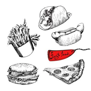 Fast food. Set of vector illustration Illustrazione stock