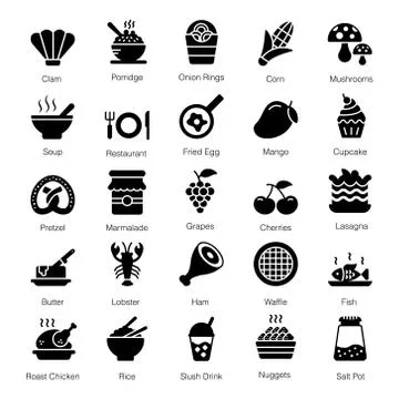 Fast Food Solid Icons Pack Stock Illustration