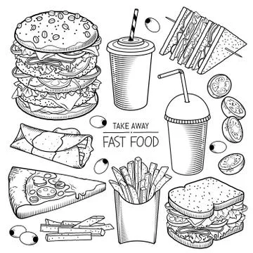 Fast food vector illustrations Illustrazione stock