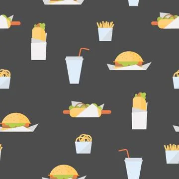 Fast food .  Vector seamless pattern Stock Illustration