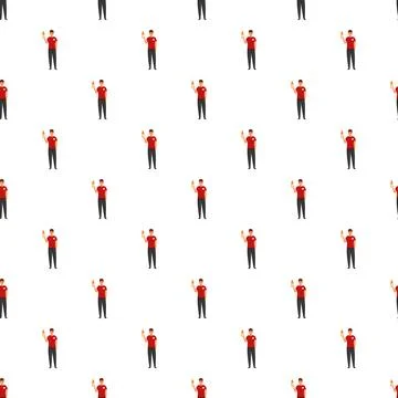 Fast food worker holding drink seamless pattern Stock Illustration