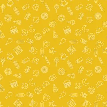 Fast food yellow pattern - vector seamless texture Stock Illustration