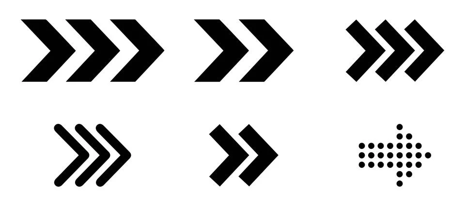 Fast Forward and Dotted Arrows Set Stock Illustration