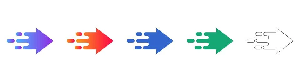 Fast Forward Arrow Icon Set with Motion Trail Stock Illustration