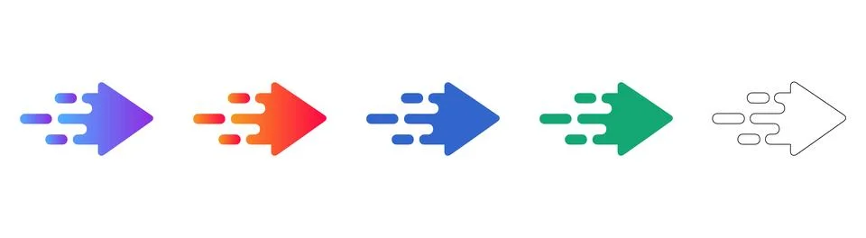 Fast Forward Arrow Motion Icon Set Stock Illustration
