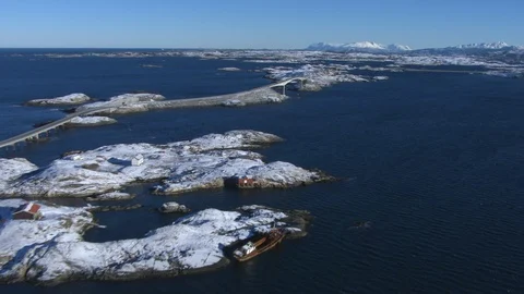 Fast forward Atlantic Road winter Norway Stock-Footage 87684517